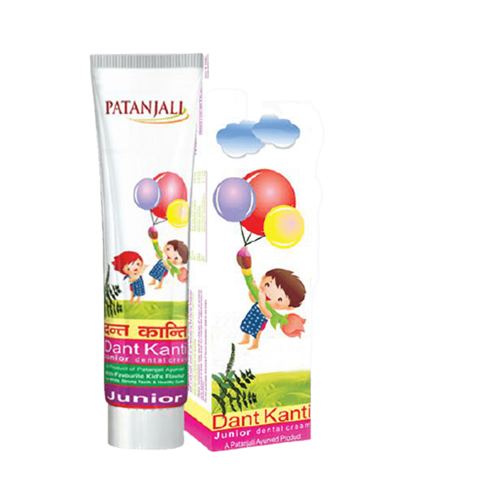 Patanjali Oral Care Combo (Dant KantiJunior Dental Cream 100GM + Junior Tooth Brush) | Grocsy