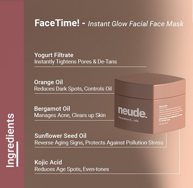 Neude The Glow Bomb Duo - Instant Face Mask And Sleeping Mask Combo | Grocsy
