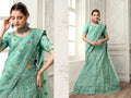 Turquoise Net Fancy Zari Embroidered work Lehenga Choli with Dupatta - Heer | Grocsy