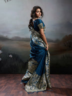 Shree Shyam Fashion Navy Blue Silk Blend Saree | Grocsy