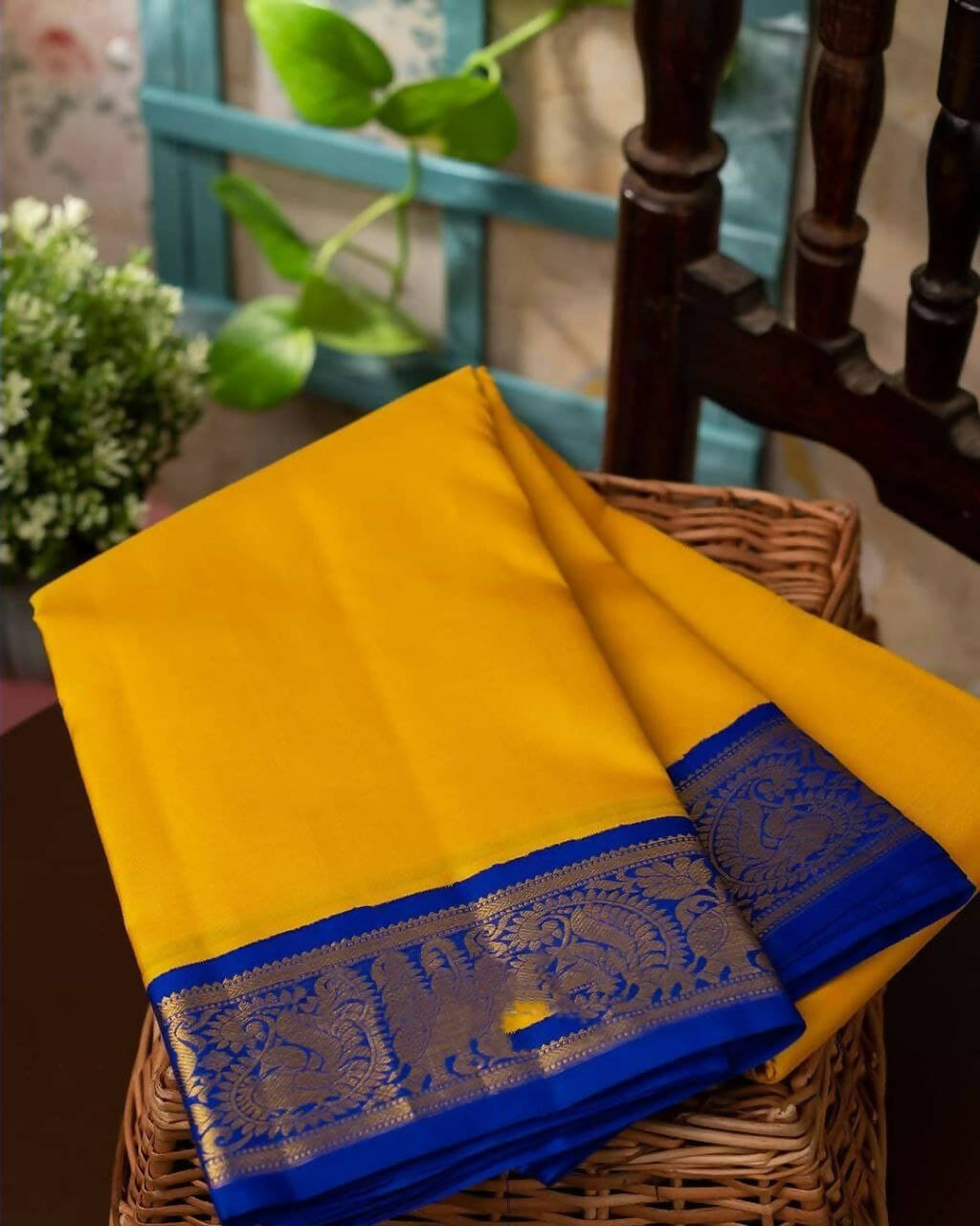 DEIANA'S Beautiful Designer Golden zari Soft Lichi Silk Saree - Yellow | Grocsy