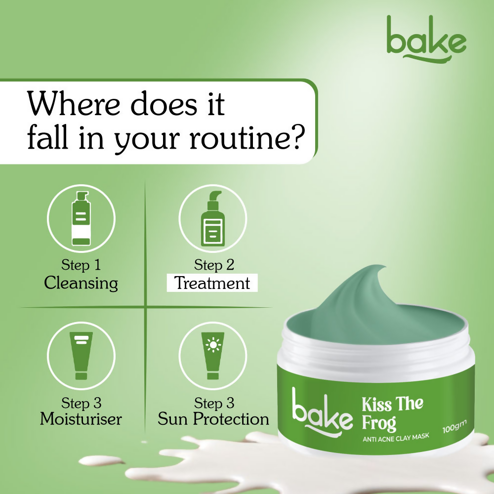 Bake Kiss The Frog Anti Acne Clay Mask With 2% Salicylic Acid & Niacinamide | Grocsy