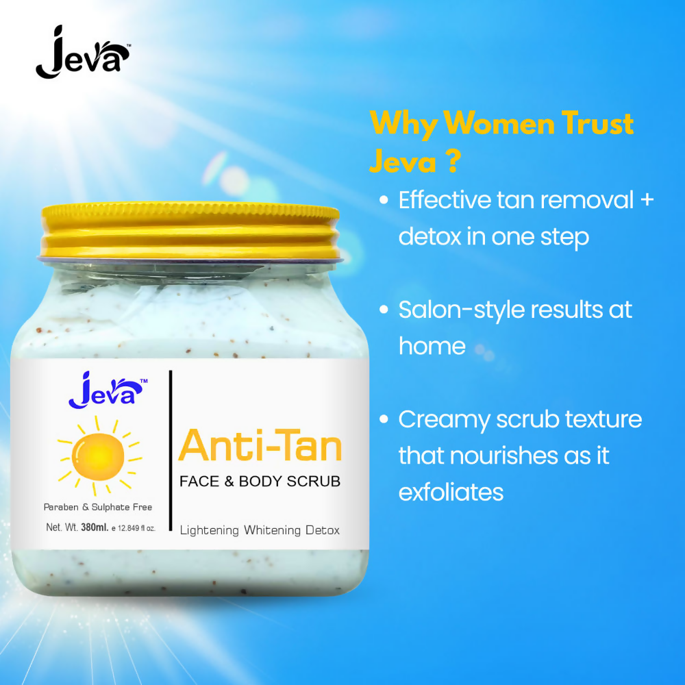 Jeva Anti-Tan Detox Scrub - Skin Brightening & Tan Removal Gel | Grocsy