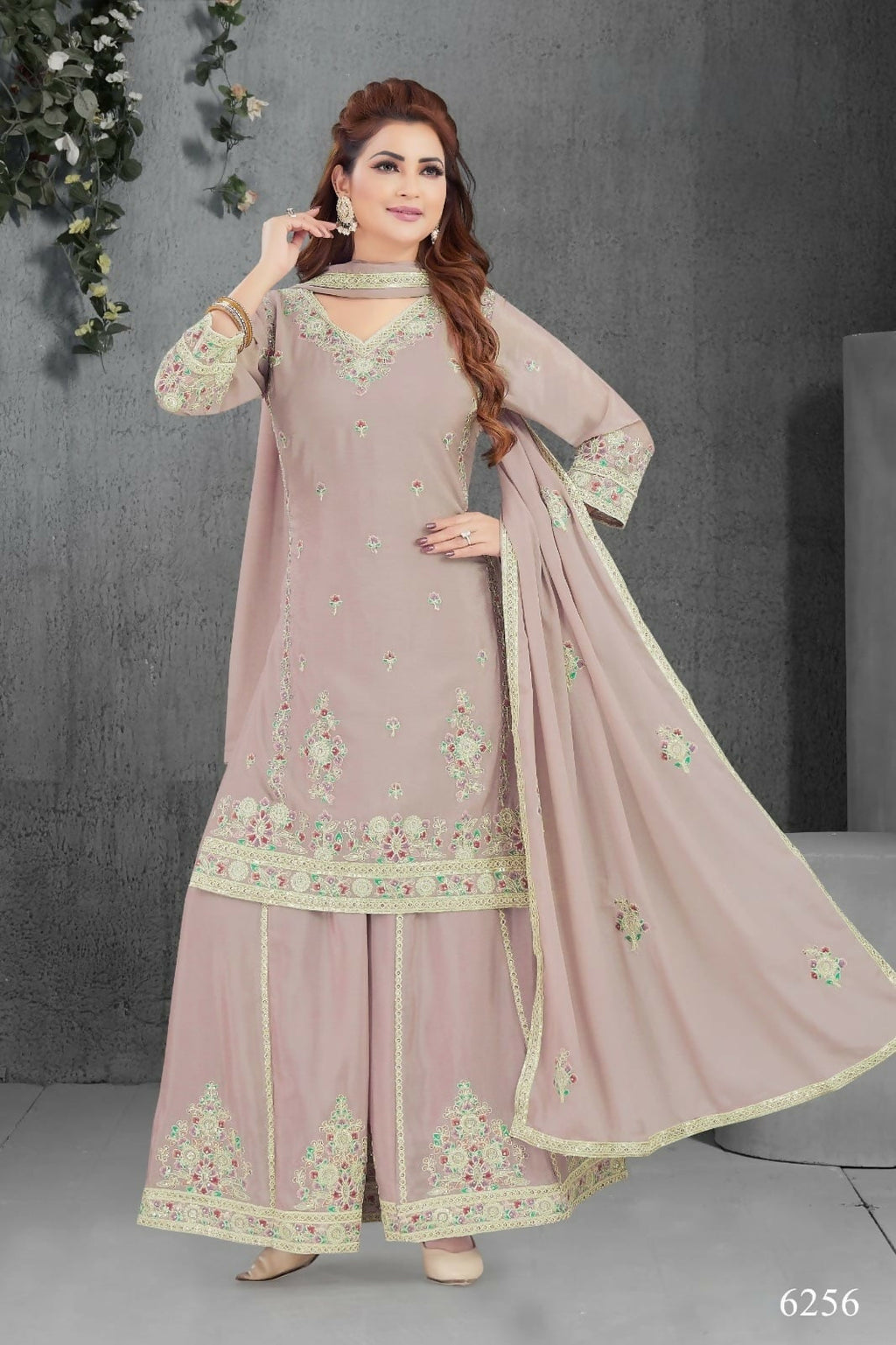 Joban Fashion Chinon Silk Dusty Peach Color Kurta Set | Grocsy