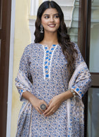 Vegaa Fashion Light-Beige Cotton Kota Checks Salwar Suit | Grocsy