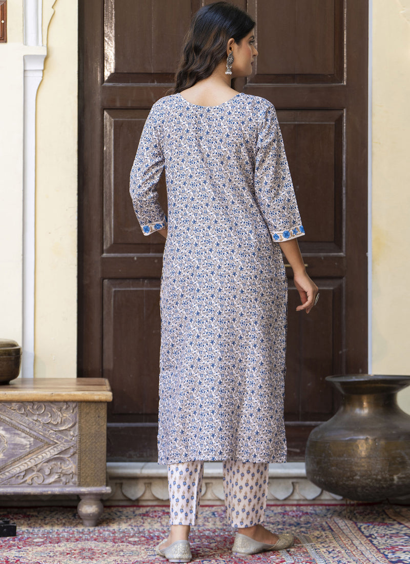 Vegaa Fashion Light-Beige Cotton Kota Checks Salwar Suit | Grocsy