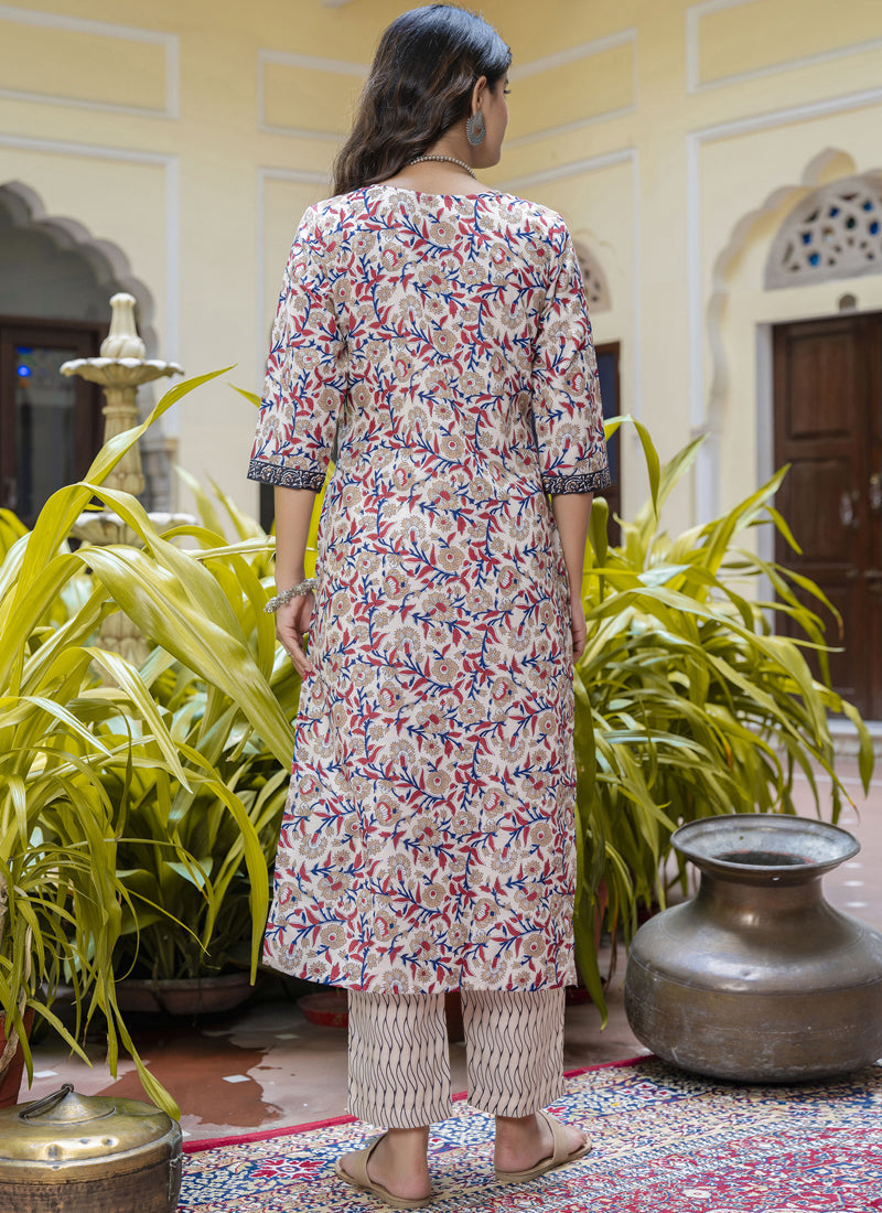 Vegaa Fashion Cream Cotton Kota Checks Salwar Suit | Grocsy