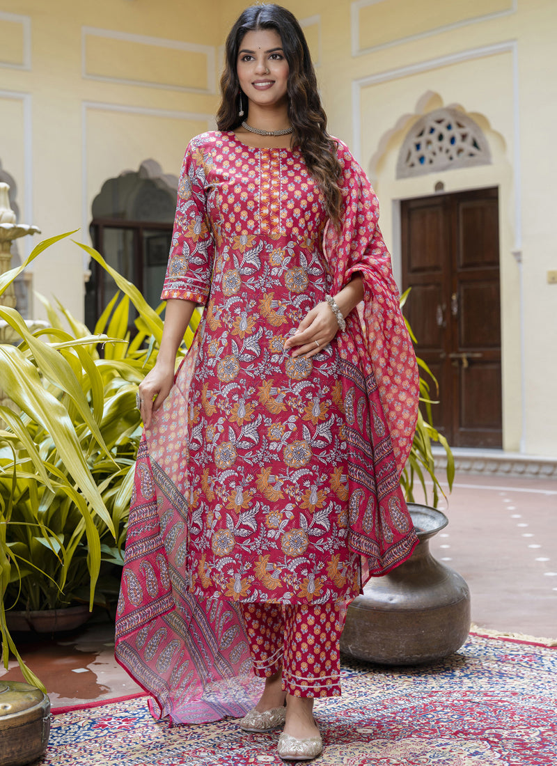 Vegaa Fashion Pink Cotton Kota Checks Salwar Suit | Grocsy