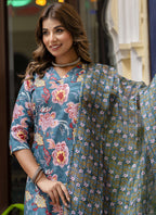 Vegaa Fashion Teal Cotton Kota Checks Salwar Suit | Grocsy