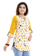 Snehal Creations Cotton Printed Apple-Cut Short Tunic | Grocsy