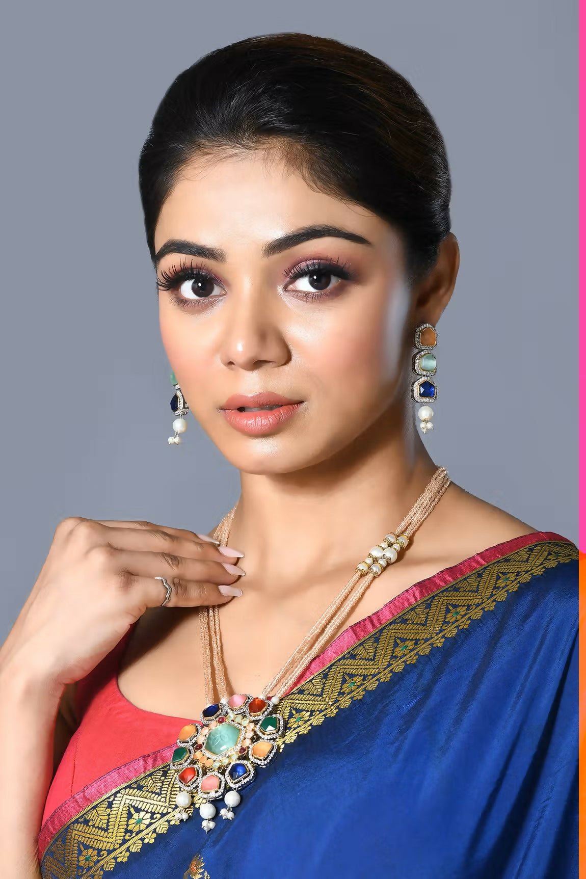 Joban Fashion Women Golden White Multi Pendant Set With Earrings | Grocsy
