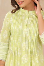 Juniper Women Limegreen Cambric Printed A-Line Tunic | Grocsy