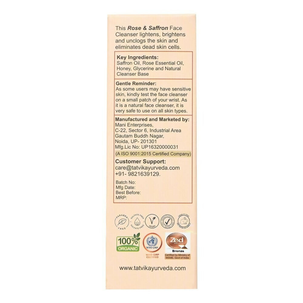 Tatvik Ayurveda Kusuma Face Cleanser (Rose & Saffron) | Grocsy