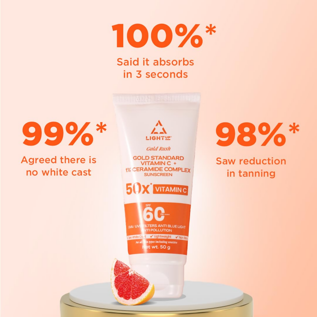 Light Up Gold Rush Gold Standard Vitamin C + 1% Ceramide Complex Sunscreen | Grocsy
