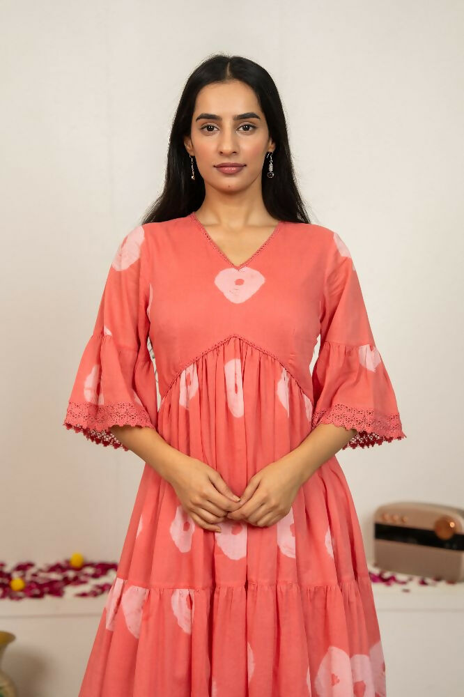 Joban Fashion Pink Tie & Dye Cotton Dress | Grocsy