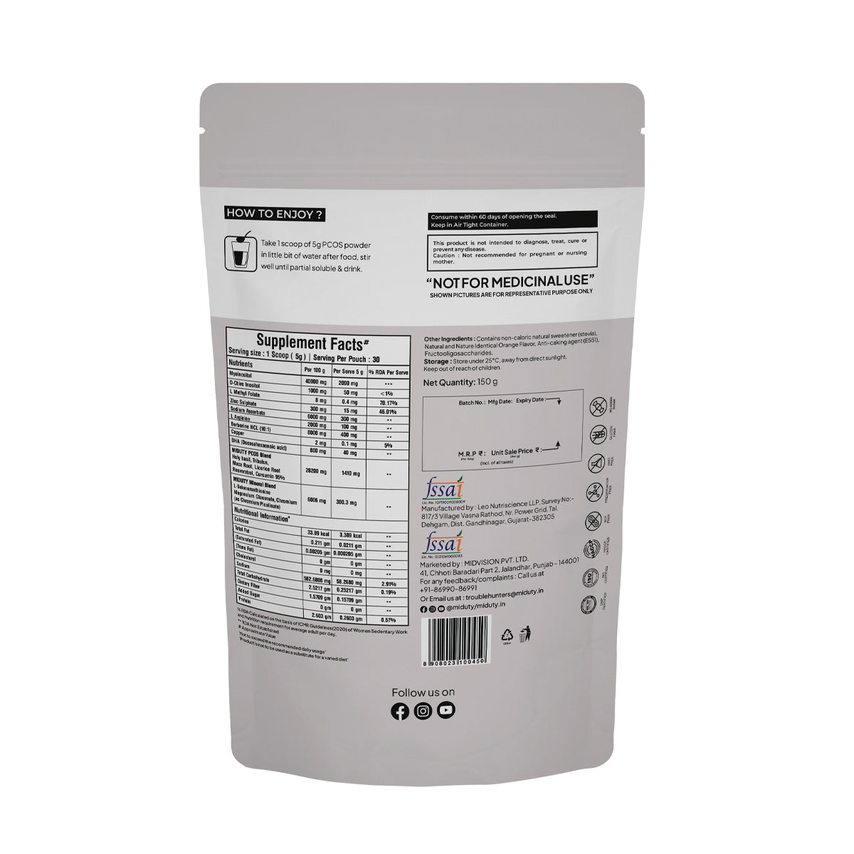 Miduty by Palak Notes PCOS Periods Fertility Powder | Grocsy