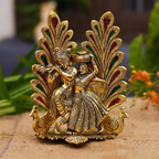 Collectible India Peacock Design Radha Krishna Idol Showpiece with Diya | Grocsy