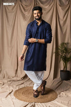 Navy Blue Rayon Thread Embroidery Work Kurta Set - Mahotsav | Grocsy