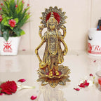 Kridaykraft Gold-Polished Narayan/Vishnu Standing On Lotus Metal Statue | Grocsy