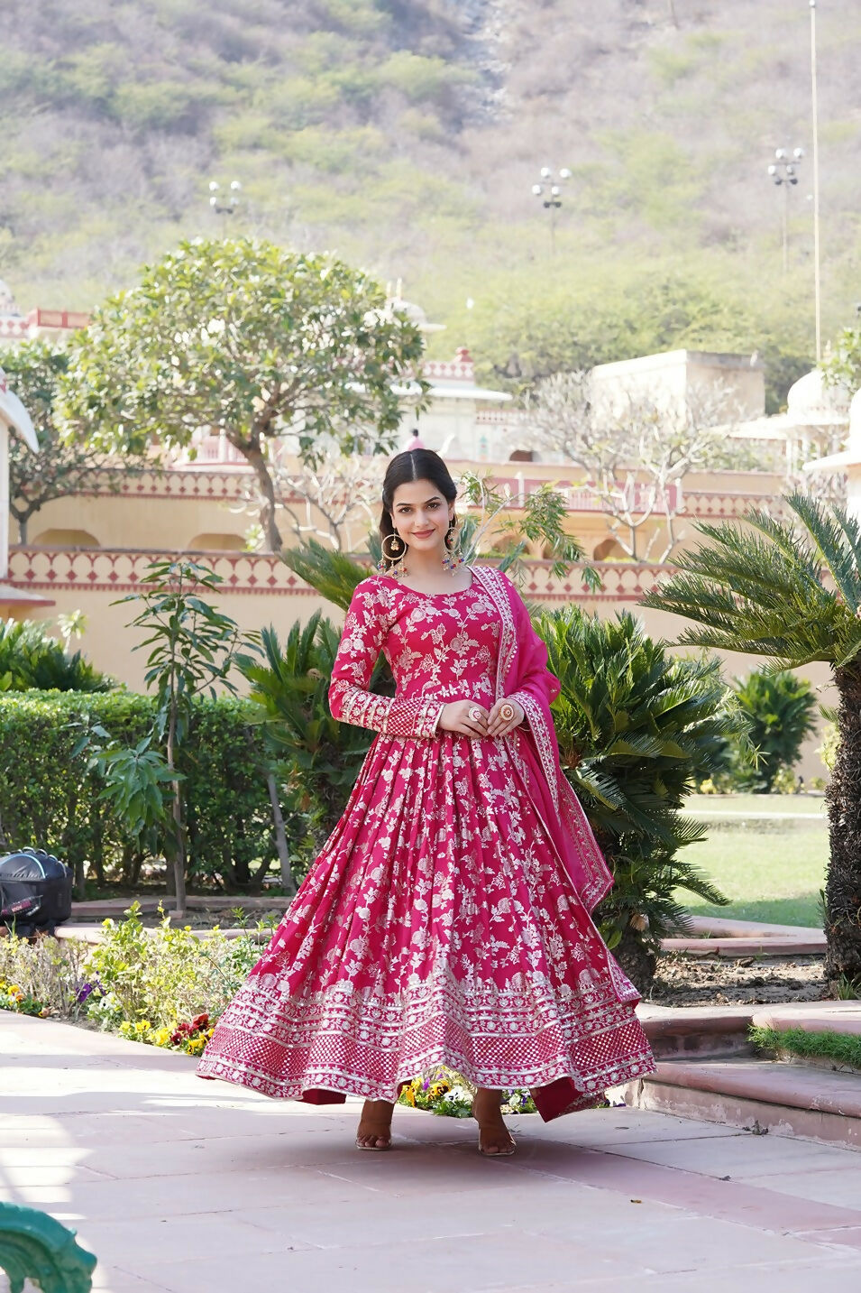 Joban Fashion Pink Viscose Jacquard Sequence Embroidery Work Kurta Set | Grocsy