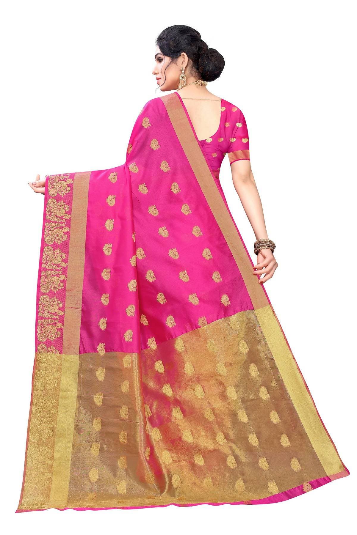 Vamika Banarasi Jacquard Weaving Pink Saree | Grocsy