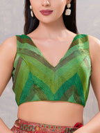 Joban Fashion Women Silk Green-Multi Stitched Blouse | Grocsy