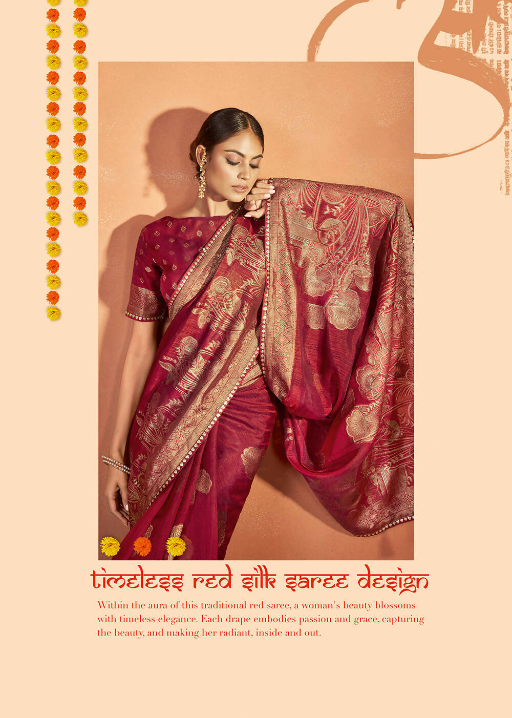 Red Kanjivaram two tone Silk Woven Design Saree With Unstitched Blouse Piece - Norita Royal Pradha | Grocsy