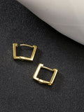 NVR Men's Gold-Polished Geometric Shape Stainless Steel Hoop Earrings