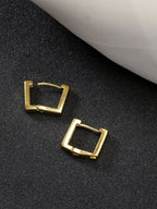 NVR Men's Gold-Polished Geometric Shape Stainless Steel Hoop Earrings
