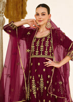 Heavy Stone Embroidered Wine Designer Anarkali Suit - Emponline | Grocsy