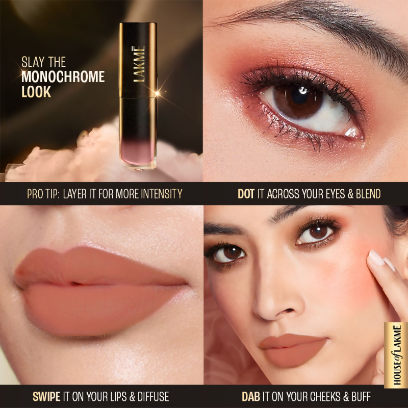 Lakme Xtraordin-Airy One-And-Done Lip, Eye & Cheek Tint - Dusty Rose | Grocsy