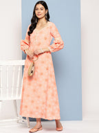 Yufta Peach Maxi Dress | Grocsy