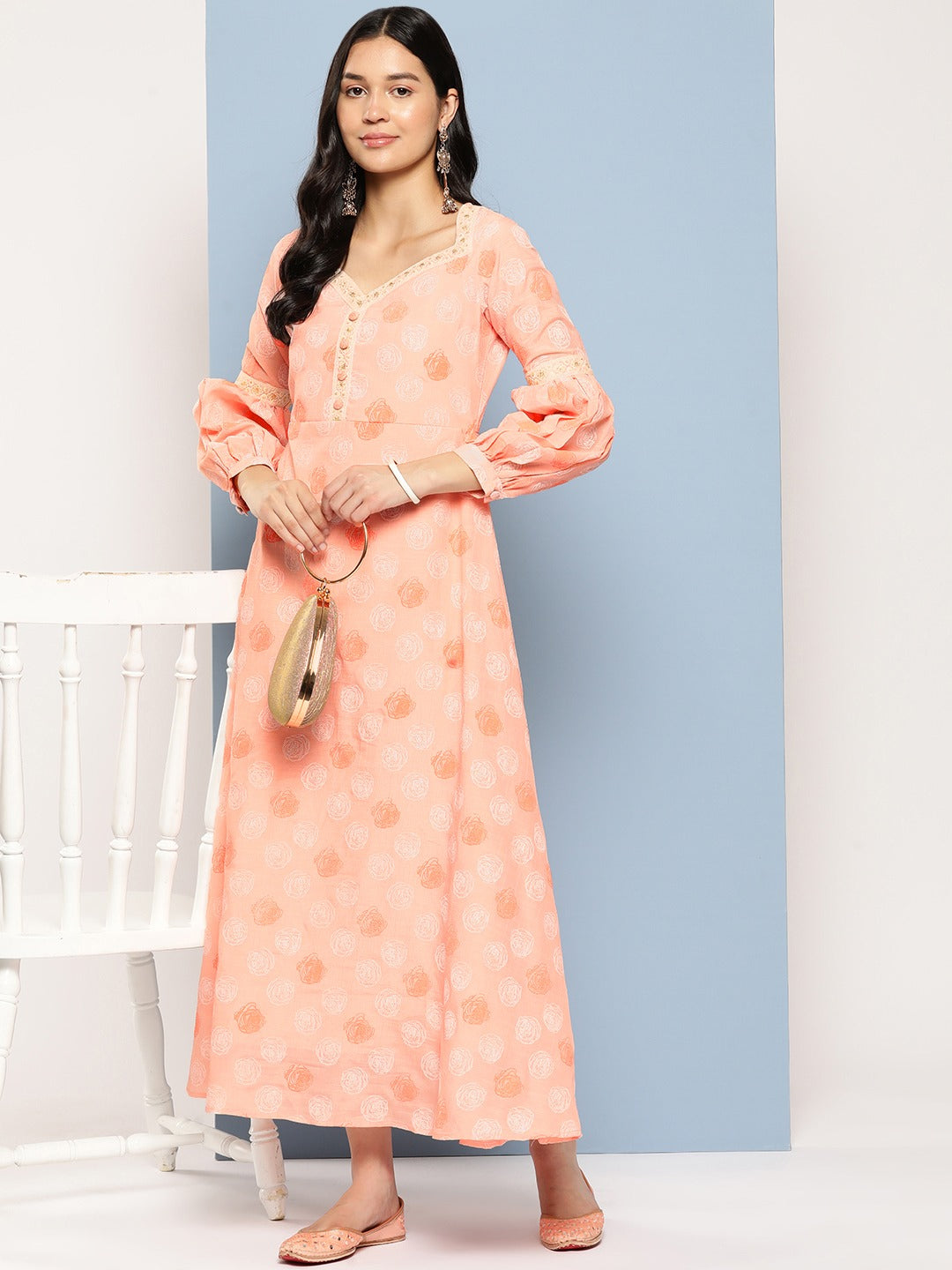 Yufta Peach Maxi Dress | Grocsy