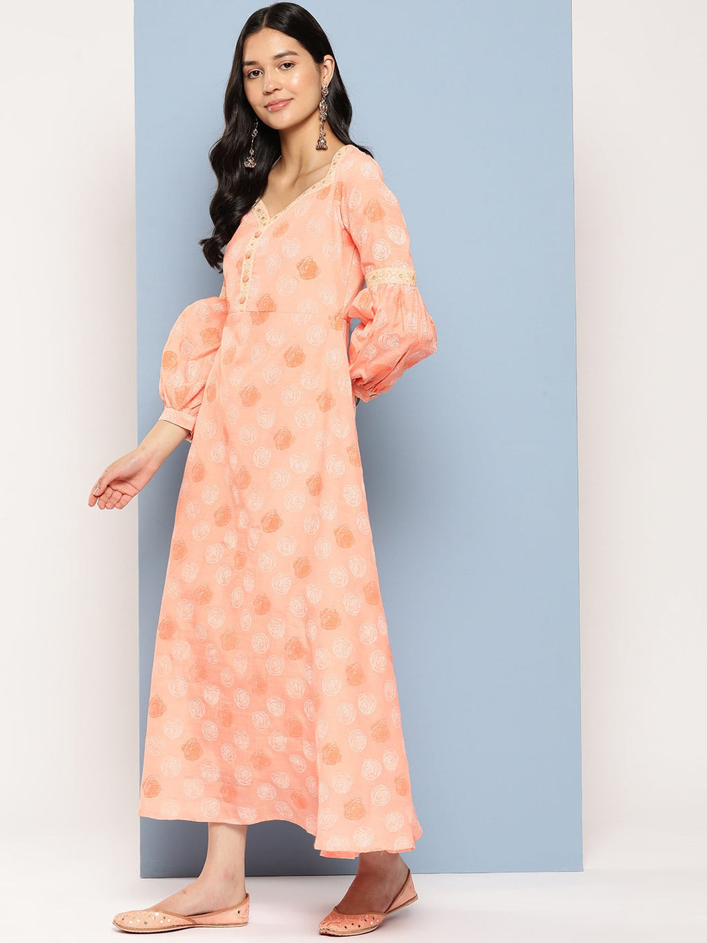 Yufta Peach Maxi Dress | Grocsy