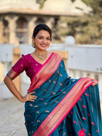 Vedant Vastram Soft Litchi Silk Paithani Jacquard Saree - Morpich | Grocsy