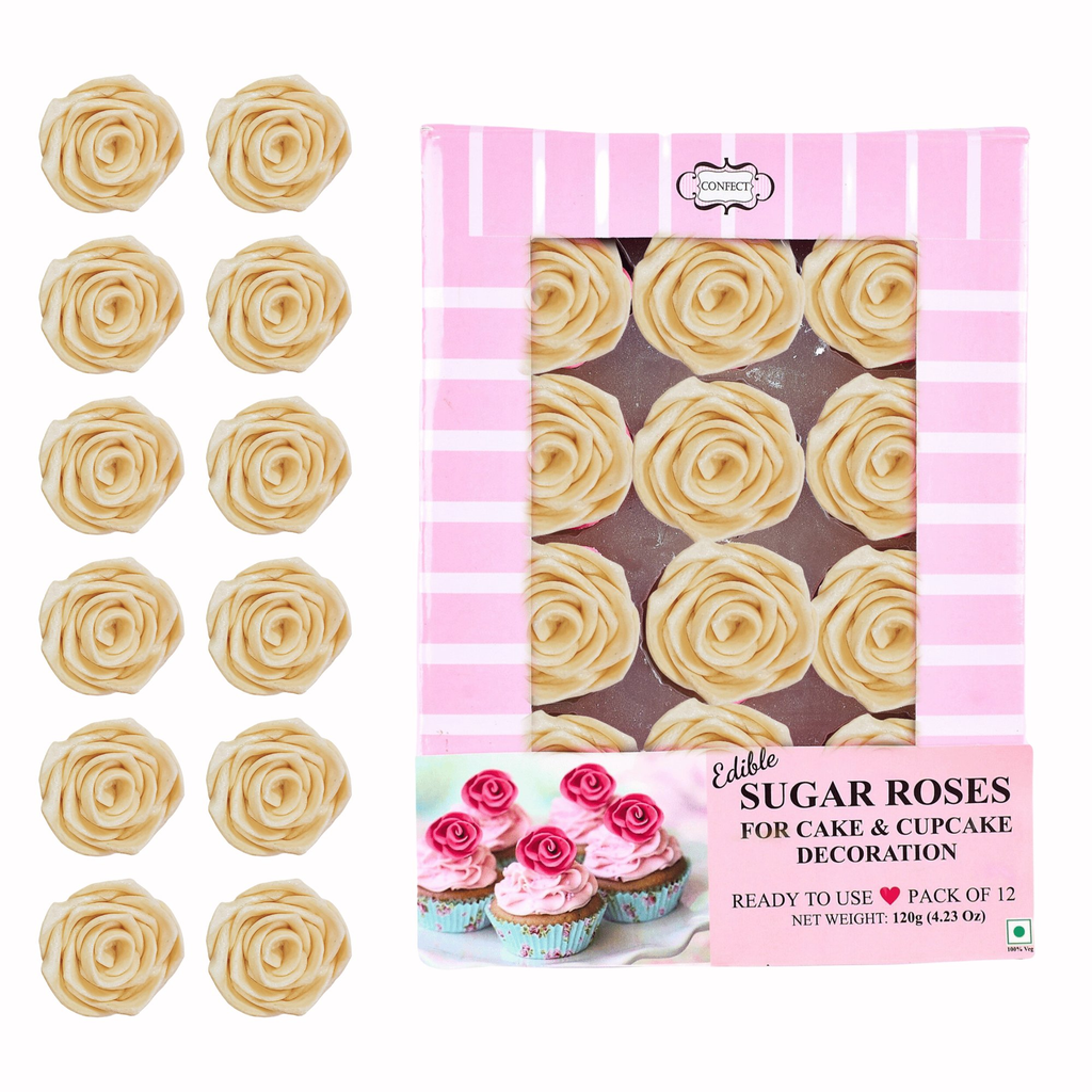 Confect Pearl | Edible Metallic Sugar Roses Topper | Grocsy