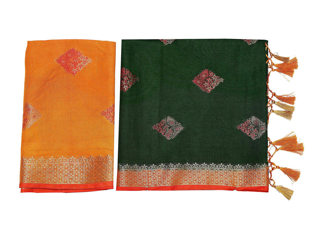 Mimosa Women's Kanchipuram Art Silk Green Saree | Grocsy