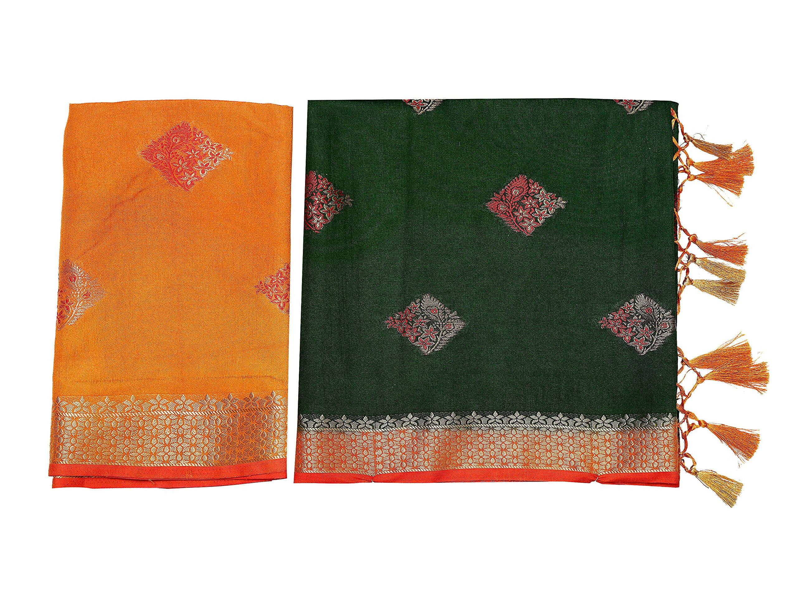 Mimosa Women's Kanchipuram Art Silk Green Saree | Grocsy