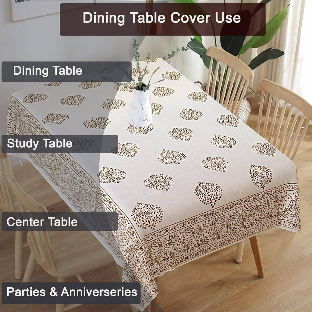 Urbano Homz Table Cloth for 6 Seater Dining Table - Cream | Grocsy