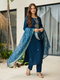 The52 Beautiful Embroidery Work with Rayon Fabric Straight Kurta, Pant and Dupatta Set | Grocsy