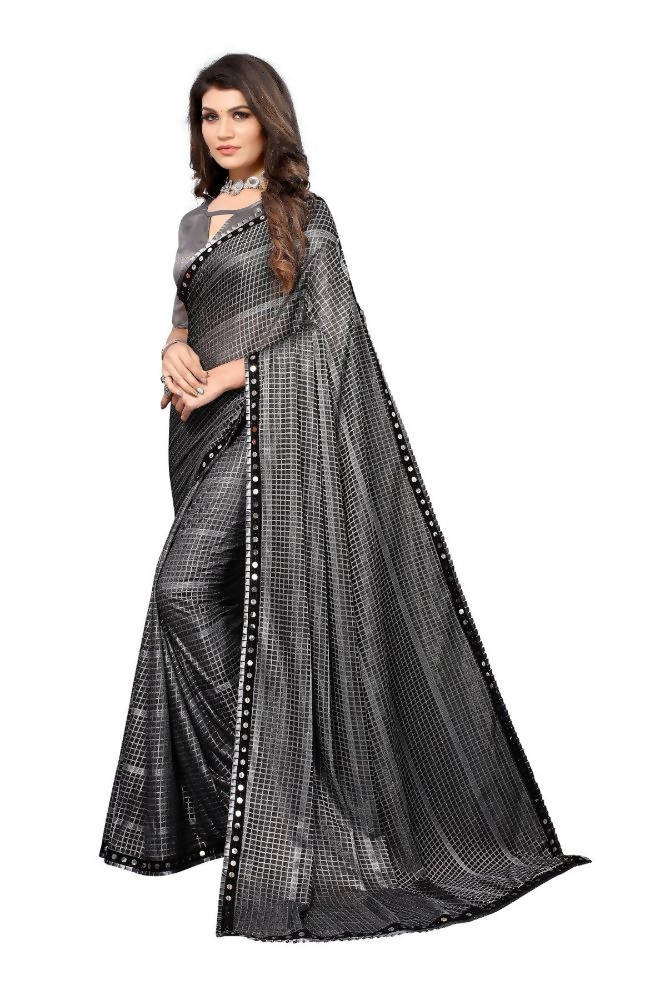 Vamika Grey Lycra Knitted Saree | Grocsy