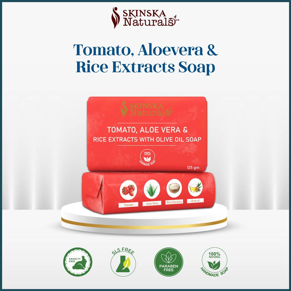 Skinska Natural Tomato, Aloe Vera & Rice Extracts With Olive Oil Soap | Grocsy