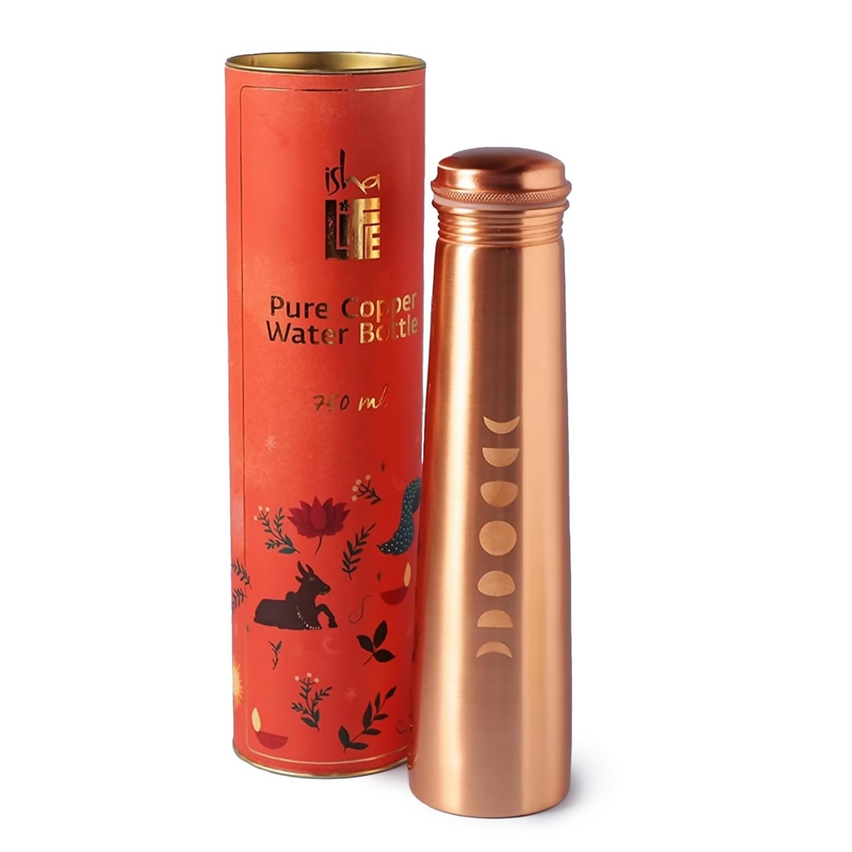 Isha Life Sleek Mystic Moon Copper Bottle | Grocsy