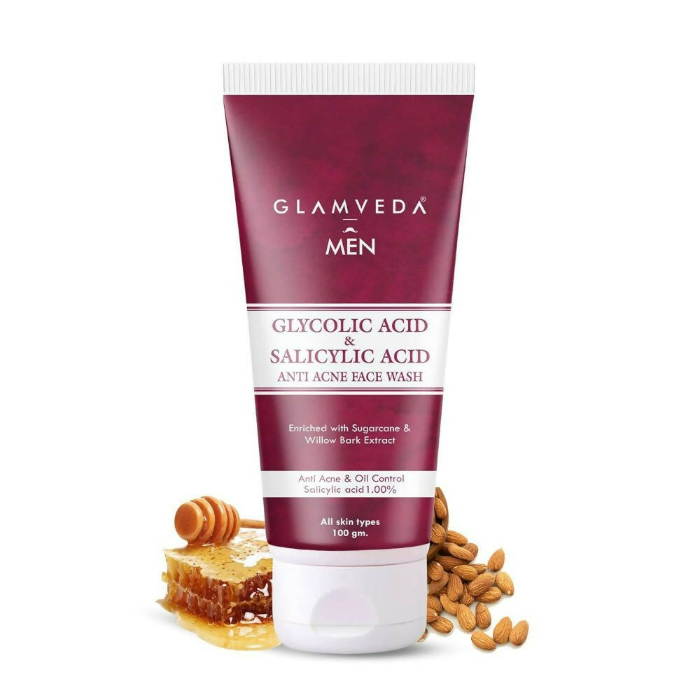 Glamveda Men Glycolic Acid & Salicylic Acid Anti Acne Face Wash | Grocsy