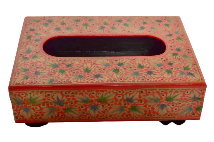 Nizalia Chinar Leaf Embossed Red Paper Mache Tissue Paper Holder | Grocsy