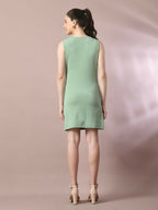 Myshka Women's Sea Green Solid Cowl Neck Bodycon Party Dress | Grocsy