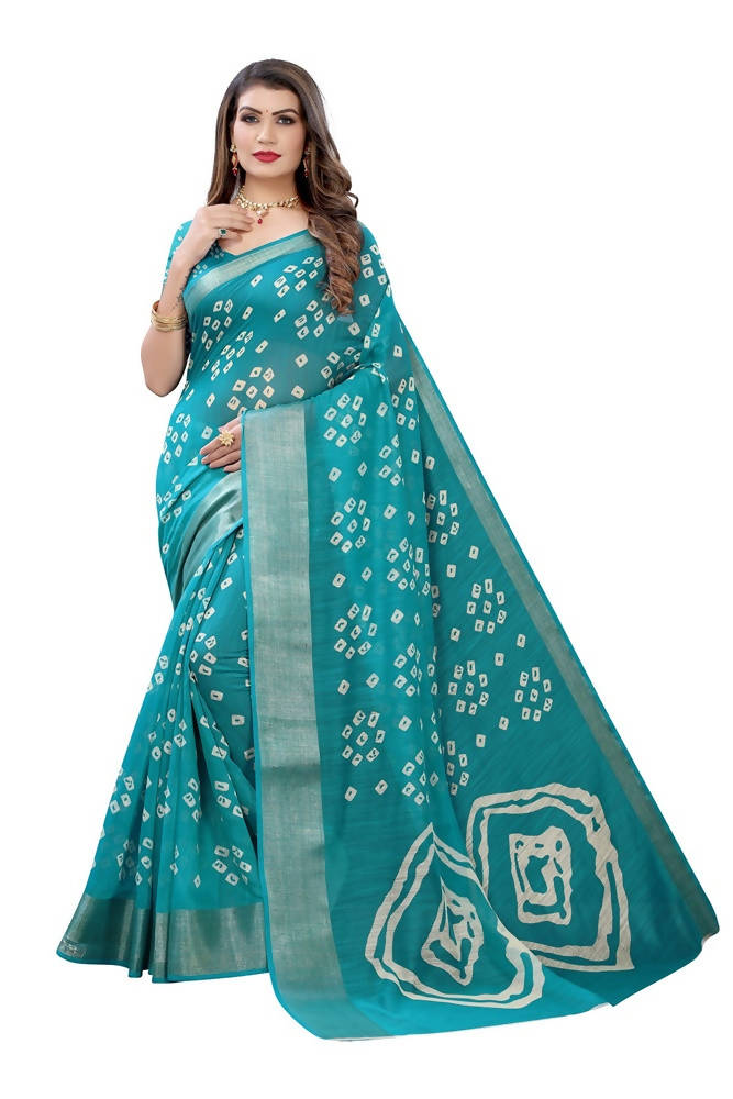 Vamika Rama Green Linen Zari Border Saree | Grocsy