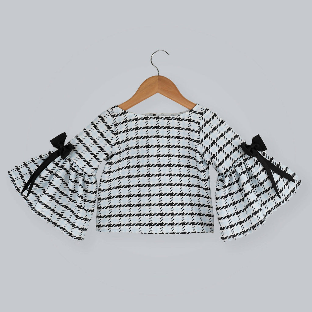 Pink Cow Fashions Box Printed Top With Bow | Grocsy