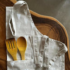 Oak & Lily 100% Cotton Kitchen Apron-Beige and Ivory | Grocsy