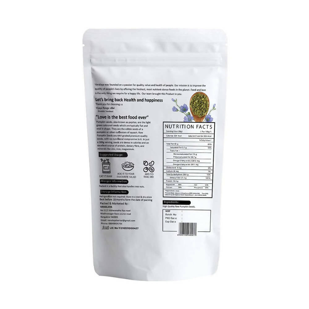Vanalaya Organic Pumpkin Seeds | Grocsy